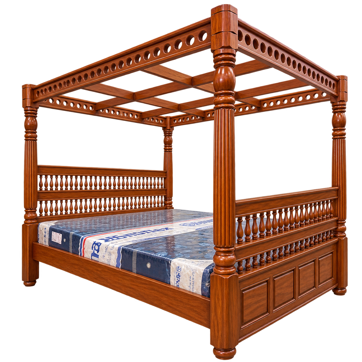 Teakwood Pillar Model King Size Cot thumbnail 2